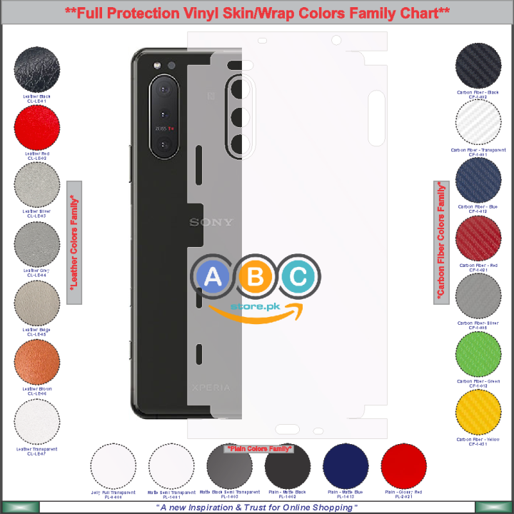 Sony Xperia 5/XZ5, Full Back Protection Vinyl Skin/Wrap in variety of Textures and Colors for Xperia5, XperiaXZ5