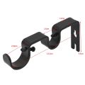 3Pcs/Set Curtain Rod Brackets Heavy Duty Double Rod Holders Durable Metal Curtain Rod Wall Brackets with Screw Black. 