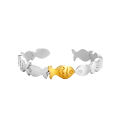 Ring Adjustable Charming Open Cuff Stylish Little Fish Ring for Women. 
