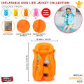 Inflatable Kid's Life Jacket Summer Collection, Life Vest Swimming, Boating, Rafting, Beach, Water Sports, Safety, Portable, 2 Quick Adjustable Buckle, Fun Play Game Waters Swim, Premium Quality Air Plug For Girls, Boys, Children's Life. 