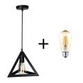 Triangle Shape Hanging Light - Hanging Lamp - Ceiling Light - Pendant Lamp - Pendant Light - With Retro E27-ST64 Edison Bulb - Filament Bulb - LED Light. 