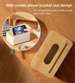Wooden Tissue Box with Mobile Holder Tissue Box Holder Multifunctional Tissue Box Cover for Bathroom Rectangular Napkin Holder with Smart Phone Slot for End Table ABS Plastic Facial Paper Organizer for Nightstand. 