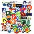 10 Stickers Random - Programming Language Logo Cool Stickers for Laptop DIY Stickers Internet Java JS Php Html Cloud Docker - Size 2 - 3 cm. 