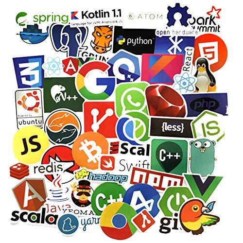 10 Stickers Random - Programming Language Logo Cool Stickers for Laptop DIY Stickers Internet Java JS Php Html Cloud Docker - Size 2 - 3 cm