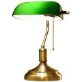 Traditional Bankers Lamp, Brass Base, Handmade Emerald Green Glass Shade,Vintage Office Table Light, Antique Style Desk Lamps for Office, Library, Study Room (Brass)(No Bulbs Included). 