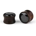 【beauty code】1Pair Black Zircon Wood Plugs Tunnels Flexible Thin Ear Tunnel Piercing Flesh Tunnel Stretchers 8-16MM. 
