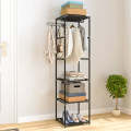 Metal Coat Stand with Shoe Rack and 3-Tier Storage Shelf Unit. 