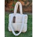 Large Square Queenie Quilted Zipper Bag with Handle, Fashionable and Spacious Tote Bag. 