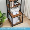 Printer Stand with Storage Shelf, 49.2 inch Large Tall 4 Tier Printer Table for Home Office Organization Space Saving Desk Rack for Printer Computer CPU Shredder. 