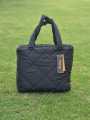 Quilted Tote Handbag Lightweight 31x28cm with Inner Zip Pocket Durable Fabric Casual Shoulder Bag for Daily Use. 