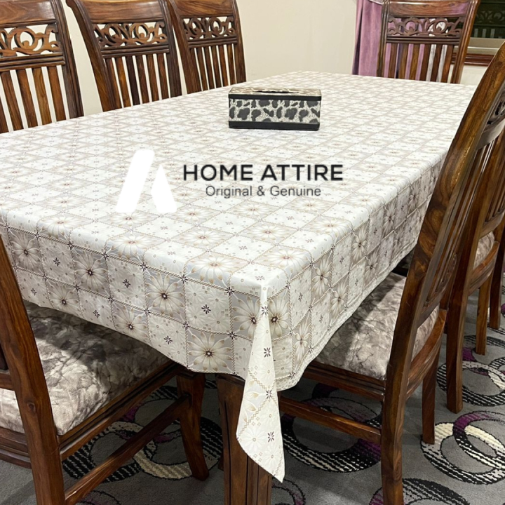 8 Chairs Rectangle (54 x 104) Inches Fancy Dining Table Cover Sheet | Plastic Sheet | Table Sheet Plastic | Table Cloth | 8 Seater Dining Table Cover | Dining Table Sheet Plastic | Dastarkhwan Sheet Plastic