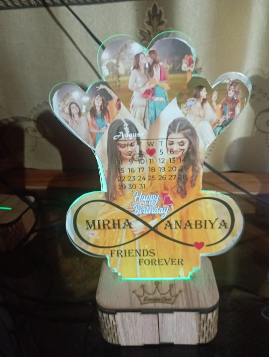 LED Acrylic Photo Frame with Base Lamp – Elegant Table Décor, Ideal Gift for Her, Him, Birthday, Bestie, Friend Forever, Anniversarie, Valentine’s Day, and Special Occasions
