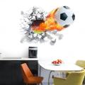 3D Football Wall Sticker Flying Fire Football DIY Wall Decor Sports Graphic PVC Gift Painting Wall Paper Removeable Self Adhesive Wall Decal. 