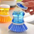 2020 hot sale kitchen washing utensils flower pot Dish brush with soap dispenser washing liquid Dish brush. 