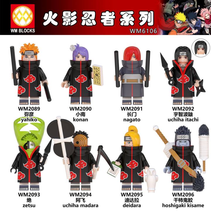 WM6105WM6106 Naruto Small Organization Assembled Building Blocks Doll Ninja Toy Bag
