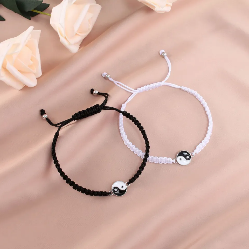 Carat Couple Bracelet Handmade Black White Tai Chi Yin Yang Men