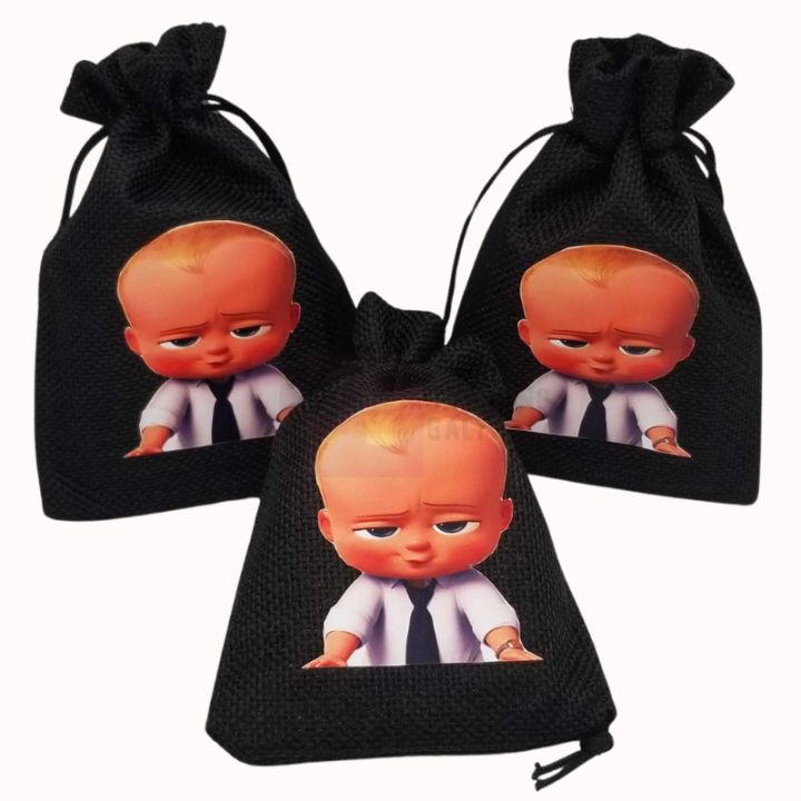 BOSS BABY THEME GIFT BAGS - PACK OF 5 JUTE BAGS - BOSS BABY JUTE BAGS