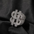 Wholesale Custom Design hip hop iced out brass us dollar ring mens Fine Jewelry cz diamond Rings for men. 