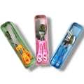 imported high quaity kids plastic & steel spoon Cutlery set ,Portable (6M-12yrs) Travel Spoon Fork Knife, box Reusable Eco-Friendly Utensils for Kids Adult Travel Picnic Camping(Green,Barley,Pink,Blue)send randomly. 
