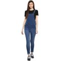 Mid blue denim romper for girls. 