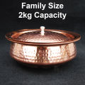 Pure Copper Handi for Serving | 2kg Capacity | 10 inch | Hammered Design. 