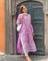 Summer Linen Indian Long Embroidered Kurti - Available in S, M, L, XL, Breathable, Full-Length Design. 
