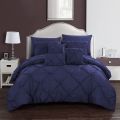 8 Pcs Fancy Embroidered Pintuck Duvet Set in Cotton-PINTUCK PLEATED 8 PC LUXURY BED SET-Luxuries Look For your Beautiful Home Décor. 