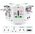 “Universal Worldwide Travel Adapter – Multi Plug Power Socket with USB Ports – International Converter”. 