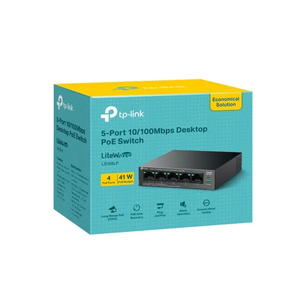 TP-Link%20Network%20Gigabit%20Desktop%20Switch%20LS105LP%205-Port%2010/100Mbps%20Desktop%20Switch%20with%204-Port%20PoE%20-%2018%20Months%20Brand%20Warranty%20-%20Image%202