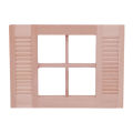 Dollhouse Window Frame Unique Portable Wood Miniature 4-Pane Shutters Window Model for 1/12 Doll House. 