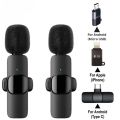 Mic K8, K9,K35 Professional Wireless Lavalier Clip-On Collar Microphone Type C/iOS/Android/USB/AUX 3.5mm – Noise Cancelling Lapel Mic with 20 Meter Range for Vlogging, Podcast, Interview, Live Streaming, Mobile Phone, Camera, PC, Studio Quality Sound. 