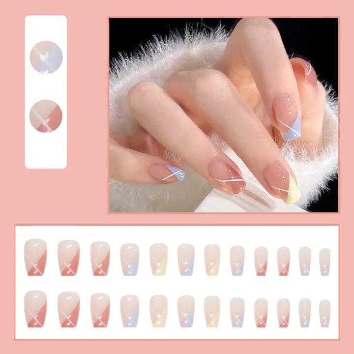 24Pcs%20Spring%20Day%20Fresh%20Fake%20Nails%20with%20Glue%20DIY%20Art%20Design%20False%20Nails%20Wearable%20Nails%20Stylish%20Pattern%20Artificial%20Nails%20-%20Image%202