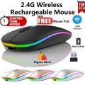 Professional 1600 DPI Rechargeable Gaming RGB Wireless Optical USB Silent Mouse with DPI Programmable Buttons Ergonomic Mouse - White / Black / Silver / Gold 2.4G Backlit Mice + free cod +free shipping. 