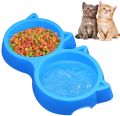 Cat Shaped Double food bowl Pet Plastic food bowl Foodie Puppies Non-Slip, Non-Toxic Pet Feeding Plastic Cat Face Shaped Double Bowl Food & Water Feeder 2-in-1 Bowl for Dogs, Puppies, Cats & Kittens - Multi Colour. 