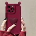 3D Cute Cartoon Bear Ear Doll Case Cover For Xiaomi Poco M6 Pro F3 X3GT X5 F3GT F4 F5 M3 Mi 11 Lite 12T Phone Casing Matte Soft Silicone Love Heart Cover Anti-Knock Candy Color. 