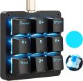 Koolertron One-Handed Mechanical Macro Keyboard, LED Backlight, Portable Mini One-Handed Mechanical Gaming Keyboard OSU with 9 Fully Programmable Keys (Black/Blue Backlit/Blue Switches). 
