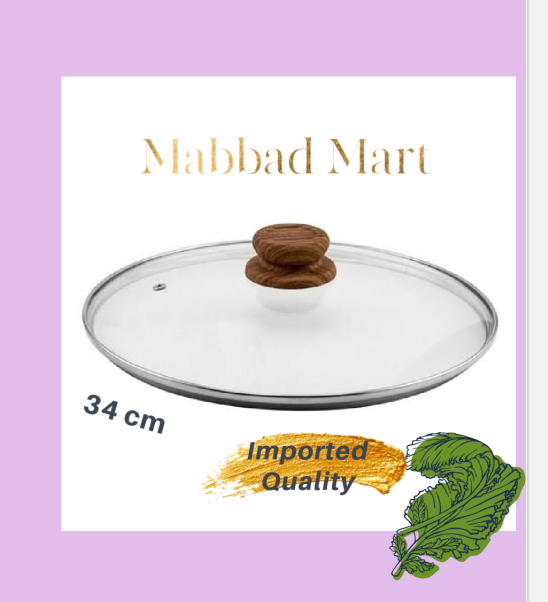 ZOYAN%20COOKWARE%2034cm%20Premium%20Quality%20Glass%20Lid%2034%20CM%20/%20Cover%20for%20pan%20&%20pots%20with%20stylish%20Wooden%20Knob%20-%20Image%202