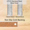 Metal Ruler Non-Slip Ruler with Cork Backing:(12+18 Inch) Stainless Steel Ruler Non-Slip Rulers with Inch and Centimeters. 