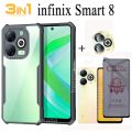 Infinix Smart 8 Shockproof Phone Case 3 in 1 Infinix Smart8 Anti Spy Soft Ceramic Matte Privacy Tempered Glass and Camera Lens Glass Screen Protector. 