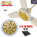 GFC Fans Ceiling Fan AC DC 30 Watts - Iconic Model 56'' - Copper Winding - light Wood -Solar fan eco lite series energy saver. 