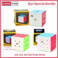Special Bundle Original Qiyi Rubiks Cube Series (2x2, 3x3, 4x4) Stickerless Qiyi Warrior S Best Quality Fast Speed Magic Rubik Speed Cube Educational Puzzle Toys. 