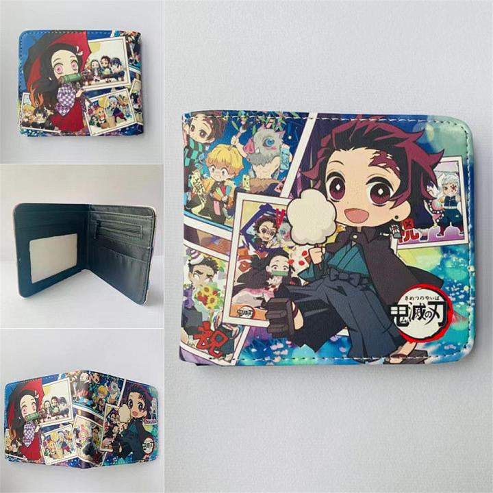 Anime Demon Slayer Wallet Student PU Leather Coin Purse Women Men Short Wallets With Card Holder Gift