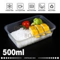 500ml Disposable Food Storage Box, Clear Transparent Plastic, Microwave Plastic Box, Disposable Tiffin Box. 