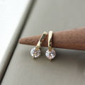 925 Silver Needle Simple Shiny Zircon Earrings Gold Plating Jewelry Crystal Stud Earrings Women. 
