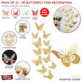 3D Metallic Butterfly for Decor, Assorted Styles 12 Pcs 3 Sizes, Removable Reuseable Stickers for Wall, Living Room Mural, Party Cake Balloons Bouqets Wedding Decoration Decals, Butterflies Fridge Kids Bedroom Nursery Sticker, DIY Arts & Craft Multicolors. 
