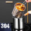 frying pot with strainer, oil filter pot, cooing pot Portable Cooking Pot with Strainer Pot with Basket –Stainless Steel Deep Oil Fryer 1200ml with Anti-Scalding Silicone Handle – Frying Pot for Tempura, French Fries, Fish, Chicken & Shrimp. 