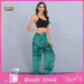 Elegant Wide-leg Trousers Thai Elephant Print Harem Yoga Pants with Pockets for Women Wide-leg Trousers Perfect for Vacation Work Stylish Bloomers with Wide Elastic Waist Thai Yoga Pants. 