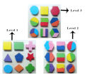 Pack of 3 Wooden Geometric Shapes Puzzles. 