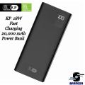 KP PD-25 20000 mah 18 watt  powerbank PD QC 3.0 fast charging digital display power bank. 