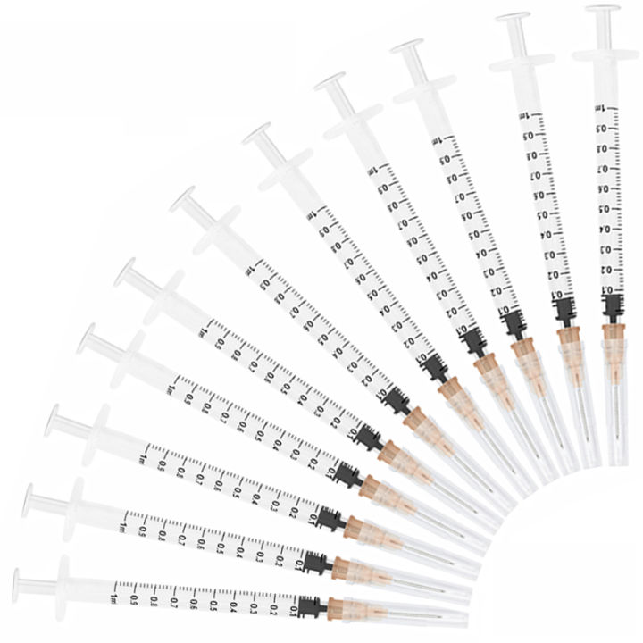 【Nice Day Toy Findings Store】20-50pcs Plastic Industry Syringe 1ml 2ml 3ml 5ml With Needles Sterile Injector